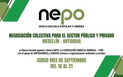 Curso: Negociación colectiva para el sector público y privado – Medellín de 16 al 21 de Septiembre.